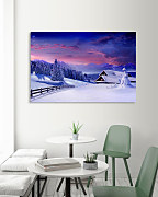 Obraz na stenu Zasnežená dedinka, zima winter countryside 